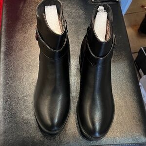 Black Ankle Boots with Buckle Detail